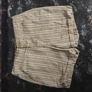FREE w/ Bundle Definitions Linen Blend High Waisted Olive Green Striped Shorts